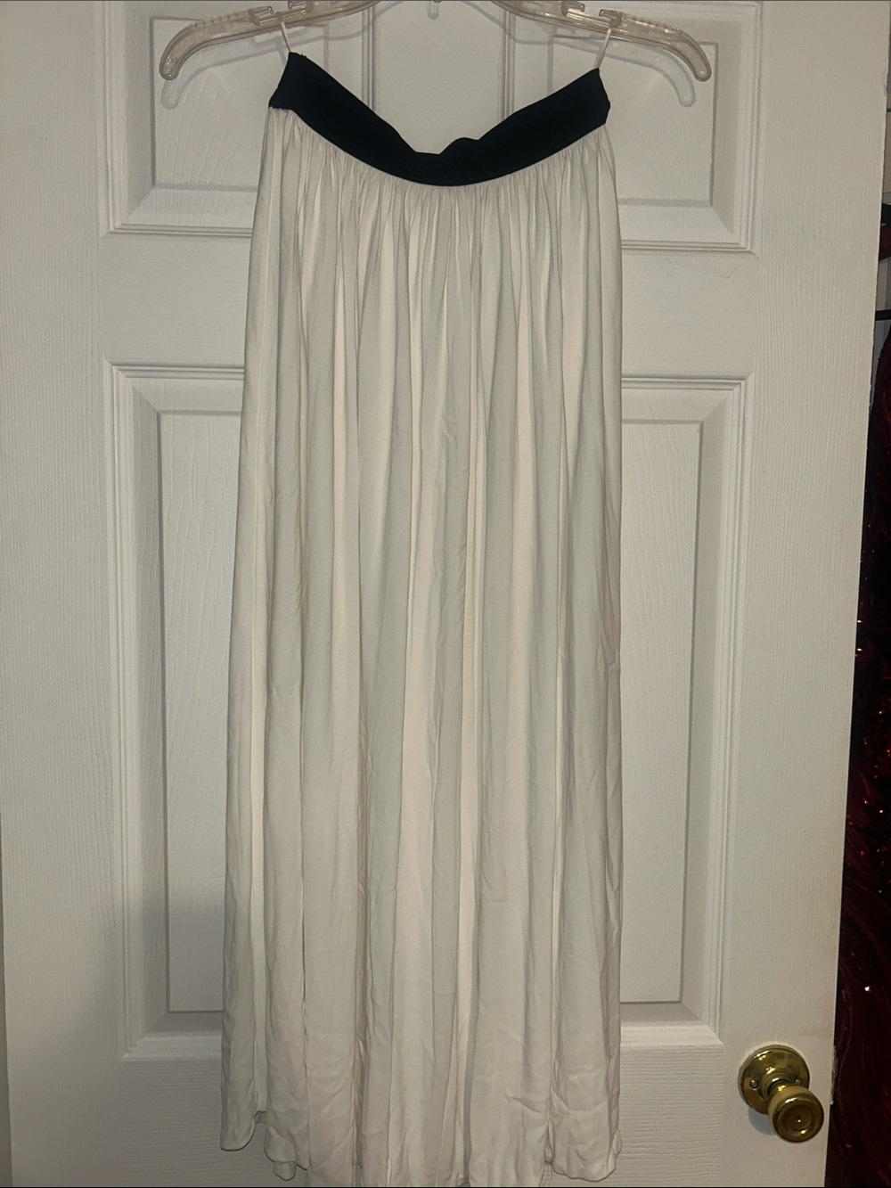 MSGM DREAM White Maxi Skirt with Black Waistband